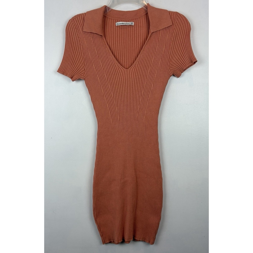 Abercrombie Fitch Ribbed Sweater Dress Womens XXS Mini Collared Retro Y2K 90s